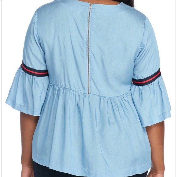 Crown & Ivy Petite Tape Trim Baby Doll Blouse - Picture 2 of 7